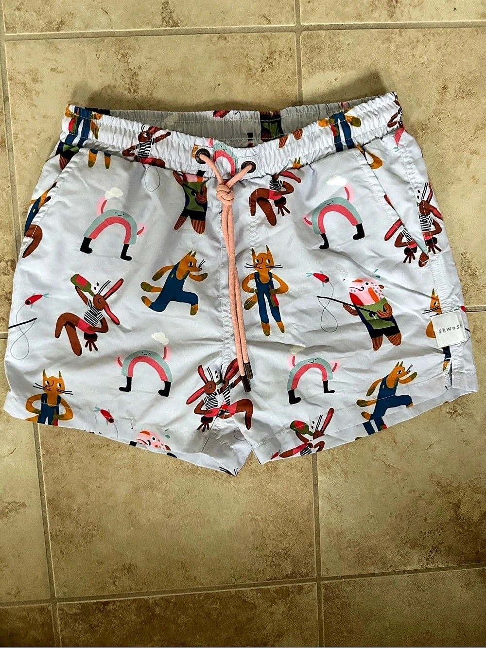 Skwosh x Rare Hare Men’s Swim Trunks XS | Australian Vineyard Print NWT